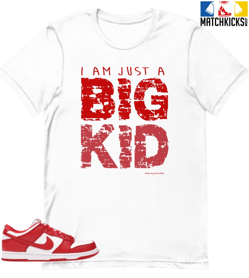 T-Shirt - Nike Dunk Low University Red (2020) - Sneaker-Matching T-Shirt (I Am Just A BIG KID) 3 T-Shirt - Nike Dunk Low University Red (2020) - Sneaker-Matching T-Shirt (I Am Just A BIG KID)