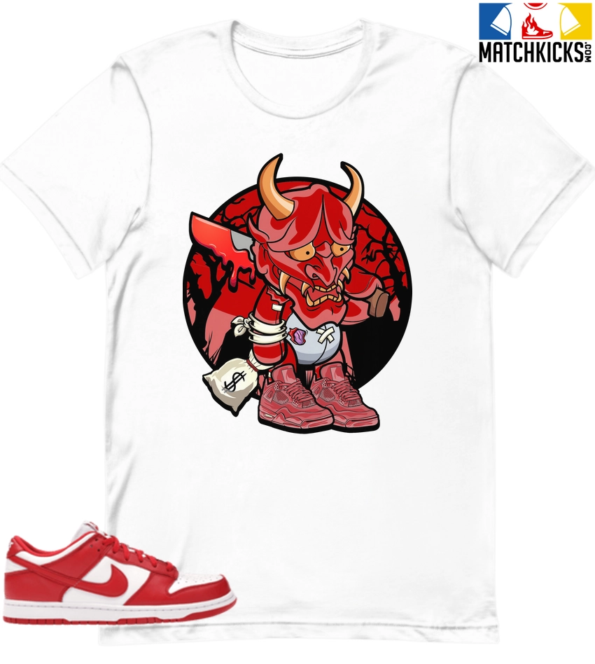T-Shirt - Nike Dunk Low University Red (2020) - Sneaker-Matching T-Shirt (Money Devil) 3 T-Shirt - Nike Dunk Low University Red (2020) - Sneaker-Matching T-Shirt (Money Devil)
