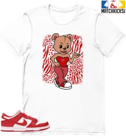 T-Shirt - Nike Dunk Low University Red (2020) - Sneaker-Matching T-Shirt (Match Kicks Sexy Bear)