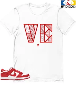 T-Shirt - Nike Dunk Low University Red (2020) - Sneaker-Matching T-Shirt (Retro Love Right)