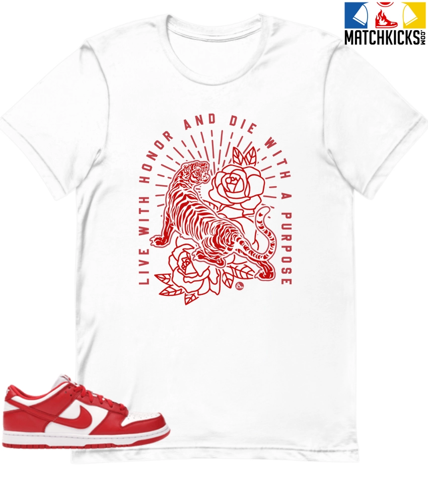 T-Shirt - Nike Dunk Low University Red (2020) - Sneaker-Matching T-Shirt (Live With Honor Die With Purpose) 3 T-Shirt - Nike Dunk Low University Red (2020) - Sneaker-Matching T-Shirt (Live With Honor Die With Purpose)