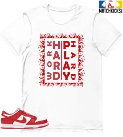 T-Shirt - Nike Dunk Low University Red (2020) - Sneaker-Matching T-Shirt (Work Hard Play Hard)