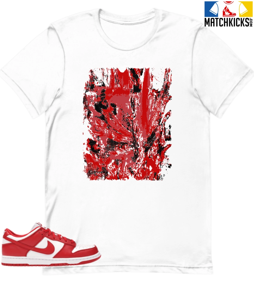 T-Shirt - Nike Dunk Low University Red (2020) - Sneaker-Matching T-Shirt (Abstract Flower) 3 T-Shirt - Nike Dunk Low University Red (2020) - Sneaker-Matching T-Shirt (Abstract Flower)