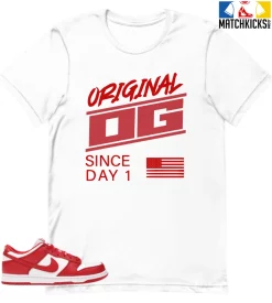 T-Shirt - Nike Dunk Low University Red (2020) - Sneaker-Matching T-Shirt (ORIGINAL OG SINCE DAY 1)