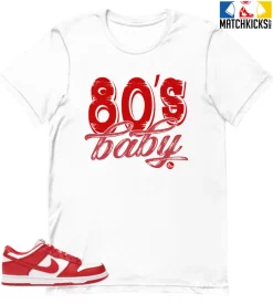 T-Shirt - Nike Dunk Low University Red (2020) - Sneaker-Matching T-Shirt (80s Baby)