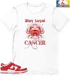 T-Shirt - Nike Dunk Low University Red (2020) - Sneaker-Matching T-Shirt (Cancer Stay Loyal)