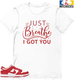 T-Shirt - Nike Dunk Low University Red (2020) - Sneaker-Matching T-Shirt (Just Breathe)