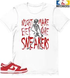 T-Shirt - Nike Dunk Low University Red (2020) - Sneaker-Matching T-Shirt (Nightmare Before Sneakers)
