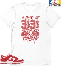 T-Shirt - Nike Dunk Low University Red (2020) - Sneaker-Matching T-Shirt (PAIR OF THREES)
