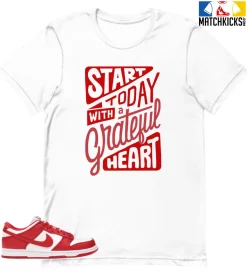 T-Shirt - Nike Dunk Low University Red (2020) - Sneaker-Matching T-Shirt (Stay Grateful)
