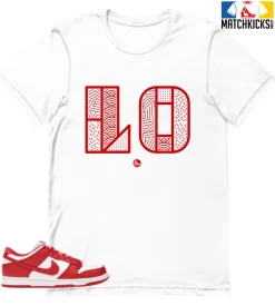T-Shirt - Nike Dunk Low University Red (2020) - Sneaker-Matching T-Shirt (Retro Love Left)