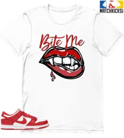 T-Shirt - Nike Dunk Low University Red (2020) - Sneaker-Matching T-Shirt (Bite Me)