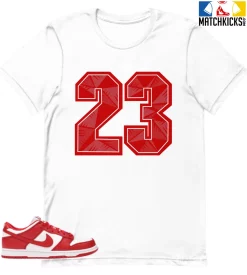 T-Shirt - Nike Dunk Low University Red (2020) - Sneaker-Matching T-Shirt (23 Number Design 1)