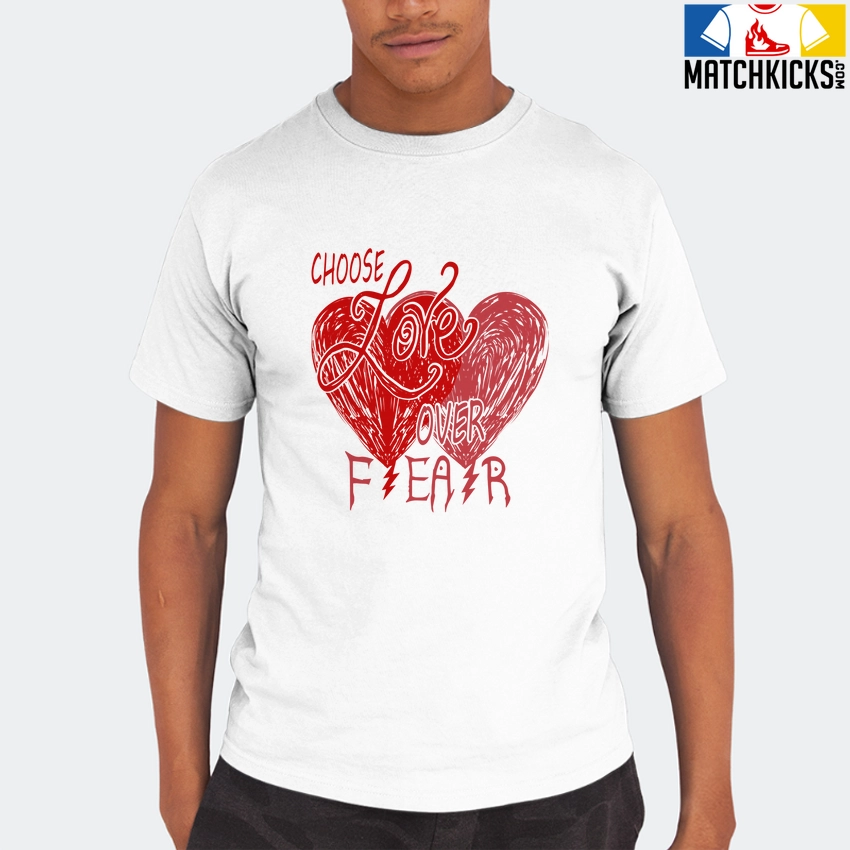 T-Shirt - Nike Dunk Low University Red (2020) - Sneaker-Matching T-Shirt (Choose LOVE Over Fear) 8 T-Shirt - Nike Dunk Low University Red (2020) - Sneaker-Matching T-Shirt (Choose LOVE Over Fear) - Image 6