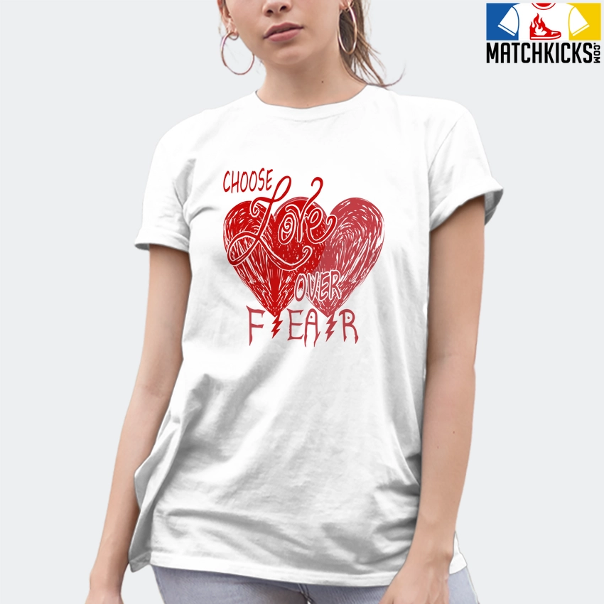 T-Shirt - Nike Dunk Low University Red (2020) - Sneaker-Matching T-Shirt (Choose LOVE Over Fear) 10 T-Shirt - Nike Dunk Low University Red (2020) - Sneaker-Matching T-Shirt (Choose LOVE Over Fear) - Image 8