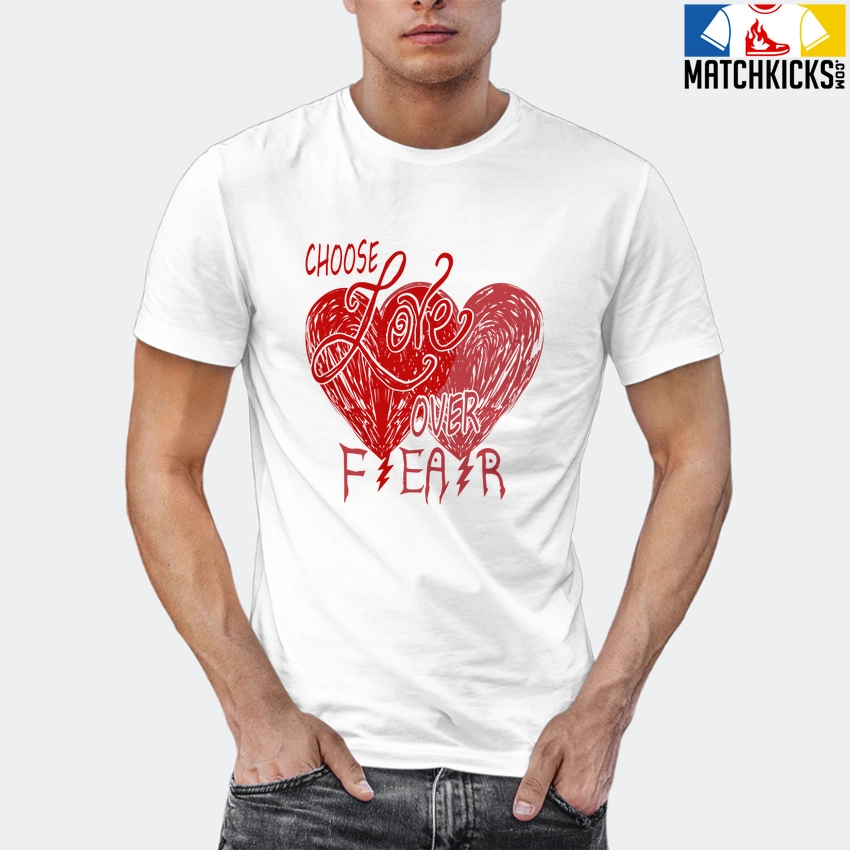 T-Shirt - Nike Dunk Low University Red (2020) - Sneaker-Matching T-Shirt (Choose LOVE Over Fear) 12 T-Shirt - Nike Dunk Low University Red (2020) - Sneaker-Matching T-Shirt (Choose LOVE Over Fear) - Image 10