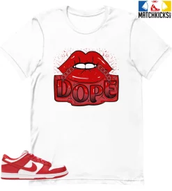 T-Shirt - Nike Dunk Low University Red (2020) - Sneaker-Matching T-Shirt (Dope Lips)