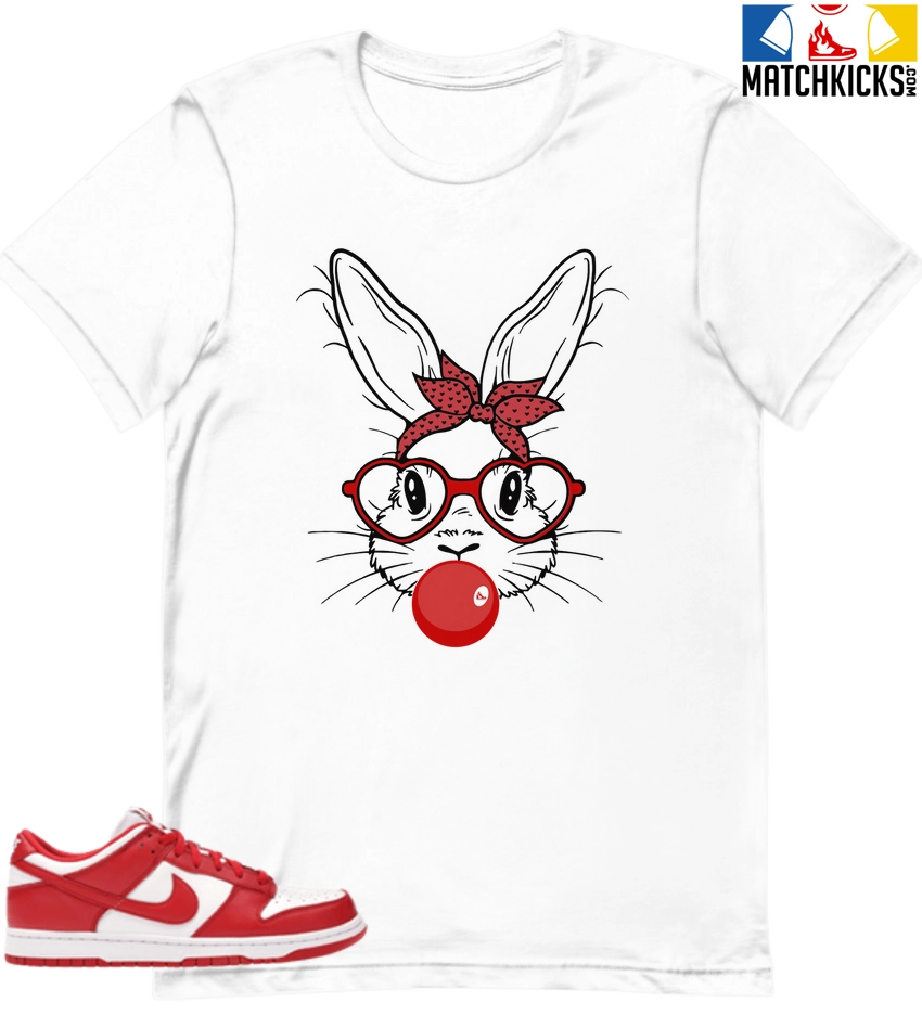 T-Shirt - Nike Dunk Low University Red (2020) - Sneaker-Matching T-Shirt (Bunny Blowin Bubble) 3 T-Shirt - Nike Dunk Low University Red (2020) - Sneaker-Matching T-Shirt (Bunny Blowin Bubble)