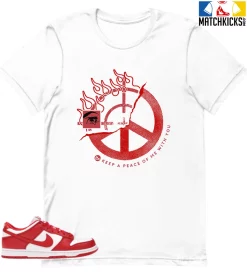 T-Shirt - Nike Dunk Low University Red (2020) - Sneaker-Matching T-Shirt (Keep A Peace)