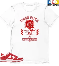 T-Shirt - Nike Dunk Low University Red (2020) - Sneaker-Matching T-Shirt (Zombie Patrol)