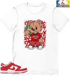 T-Shirt - Nike Dunk Low University Red (2020) - Sneaker-Matching T-Shirt (HUSTLE HARD BEAR)