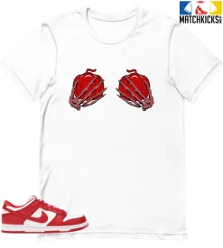 T-Shirt - Nike Dunk Low University Red (2020) - Sneaker-Matching T-Shirt (Pumpkin Skeleton Hands)