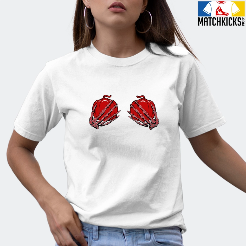 T-Shirt - Nike Dunk Low University Red (2020) - Sneaker-Matching T-Shirt (Pumpkin Skeleton Hands) 9 T-Shirt - Nike Dunk Low University Red (2020) - Sneaker-Matching T-Shirt (Pumpkin Skeleton Hands) - Image 7