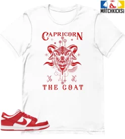 T-Shirt - Nike Dunk Low University Red (2020) - Sneaker-Matching T-Shirt (Capricorn The Goat)
