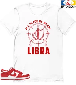 T-Shirt - Nike Dunk Low University Red (2020) - Sneaker-Matching T-Shirt (Libra All Peace)