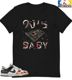 T-Shirt - Nike Dunk Low SE GS Sail Multi-Camo - Sneaker-Matching T-Shirt (90's Baby Cassette)
