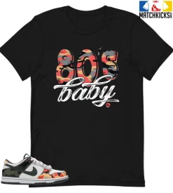 T-Shirt - Nike Dunk Low SE GS Sail Multi-Camo - Sneaker-Matching T-Shirt (80s Baby)