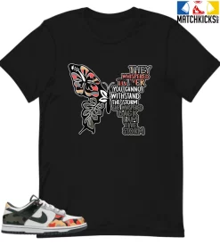 T-Shirt - Nike Dunk Low SE GS Sail Multi-Camo - Sneaker-Matching T-Shirt (Butterfly I AM The Storm)