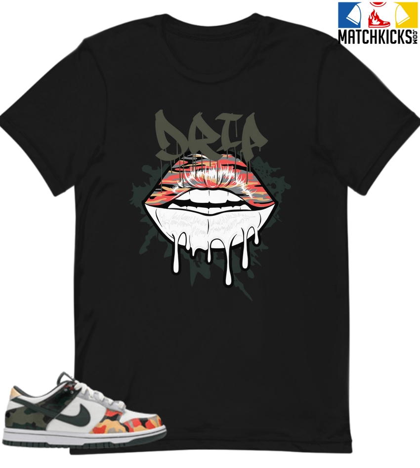 T-Shirt - Nike Dunk Low SE GS Sail Multi-Camo - Sneaker-Matching T-Shirt (Lips Drip) 3 T-Shirt - Nike Dunk Low SE GS Sail Multi-Camo - Sneaker-Matching T-Shirt (Lips Drip)