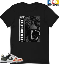 T-Shirt - Nike Dunk Low SE GS Sail Multi-Camo - Sneaker-Matching T-Shirt (Danger)