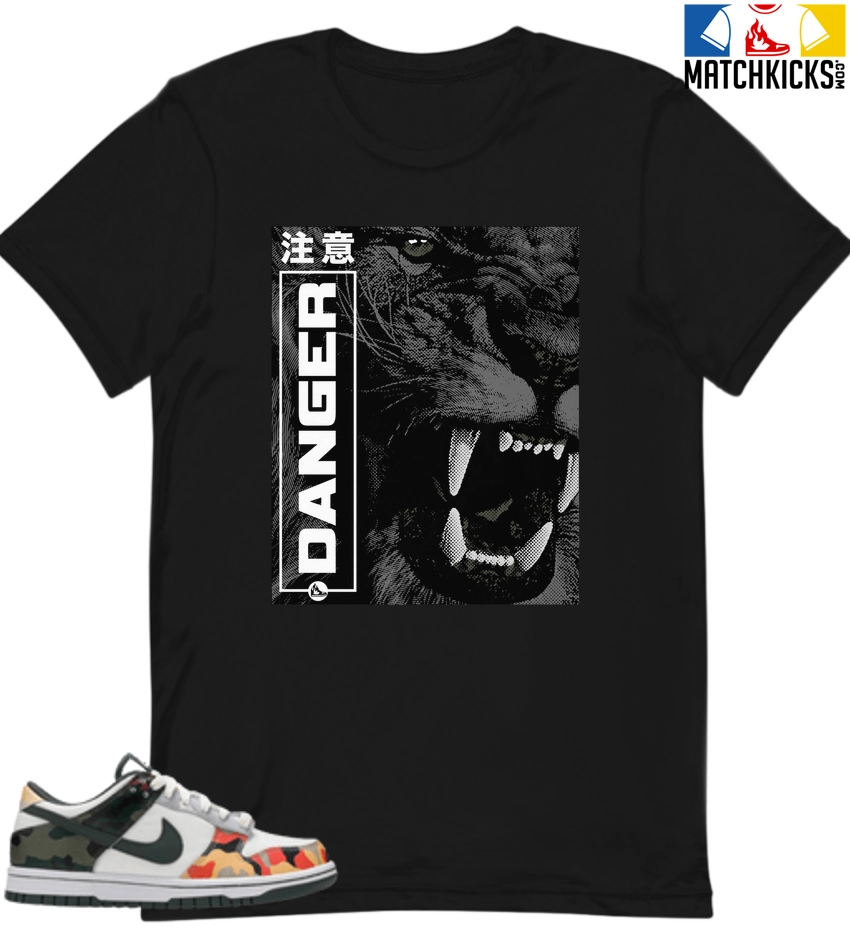 T-Shirt - Nike Dunk Low SE GS Sail Multi-Camo - Sneaker-Matching T-Shirt (Danger) 3 T-Shirt - Nike Dunk Low SE GS Sail Multi-Camo - Sneaker-Matching T-Shirt (Danger)