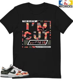T-Shirt - Nike Dunk Low SE GS Sail Multi-Camo - Sneaker-Matching T-Shirt (The Cloth I'm Cut From)