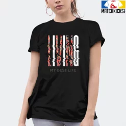 T-Shirt - Nike Dunk Low SE GS Sail Multi-Camo - Sneaker-Matching T-Shirt (LIVING MY BEST LIFE) -Nike Dunk shop online mockupGenerator 7397