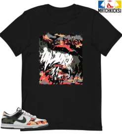 T-Shirt - Nike Dunk Low SE GS Sail Multi-Camo - Sneaker-Matching T-Shirt (Broken Flower)