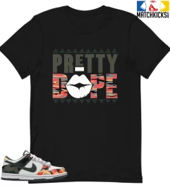 T-Shirt - Nike Dunk Low SE GS Sail Multi-Camo - Sneaker-Matching T-Shirt (Pretty DOPE)
