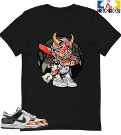 T-Shirt - Nike Dunk Low SE GS Sail Multi-Camo - Sneaker-Matching T-Shirt (Money Devil)