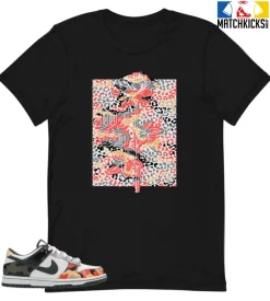 T-Shirt - Nike Dunk Low SE GS Sail Multi-Camo - Sneaker-Matching T-Shirt (Wild Flower)