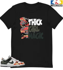 T-Shirt - Nike Dunk Low SE GS Sail Multi-Camo - Sneaker-Matching T-Shirt (THICK GIRL MAGIC)