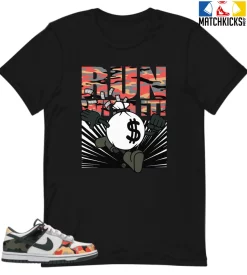 T-Shirt - Nike Dunk Low SE GS Sail Multi-Camo - Sneaker-Matching T-Shirt (RUN WITH IT)