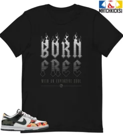 T-Shirt - Nike Dunk Low SE GS Sail Multi-Camo - Sneaker-Matching T-Shirt (Born Free)