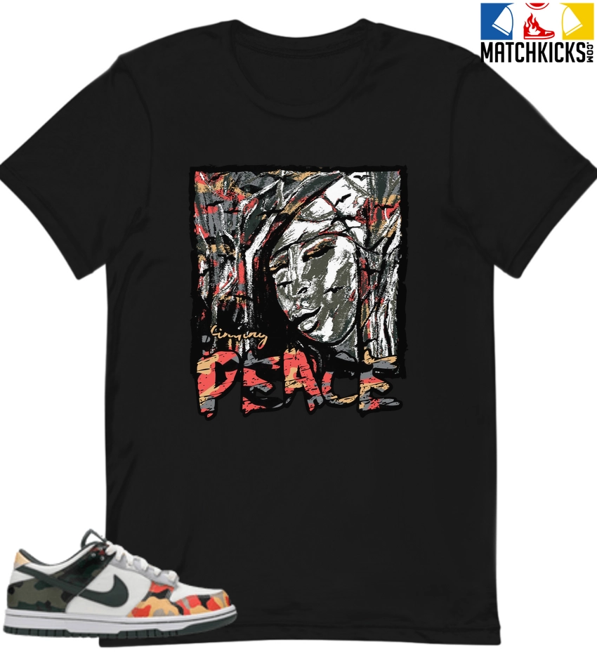 T-Shirt - Nike Dunk Low SE GS Sail Multi-Camo - Sneaker-Matching T-Shirt (finding PEACE) 3 T-Shirt - Nike Dunk Low SE GS Sail Multi-Camo - Sneaker-Matching T-Shirt (finding PEACE)