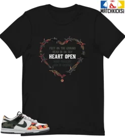 T-Shirt - Nike Dunk Low SE GS Sail Multi-Camo - Sneaker-Matching T-Shirt (Heart Open)