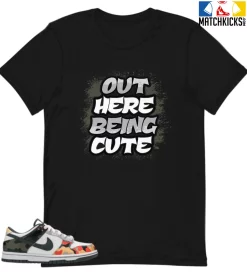 T-Shirt - Nike Dunk Low SE GS Sail Multi-Camo - Sneaker-Matching T-Shirt (Out Here Being CUTE)
