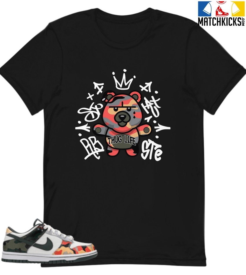 T-Shirt - Nike Dunk Low SE GS Sail Multi-Camo - Sneaker-Matching T-Shirt (THUG LIFE BEAR) 3 T-Shirt - Nike Dunk Low SE GS Sail Multi-Camo - Sneaker-Matching T-Shirt (THUG LIFE BEAR)