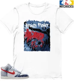 T-Shirt - Nike Dunk High Washed Denim Pack - Sneaker-Matching T-Shirt (Broken Flower)