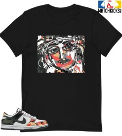 T-Shirt - Nike Dunk Low SE GS Sail Multi-Camo - Sneaker-Matching T-Shirt (Abstract Face)